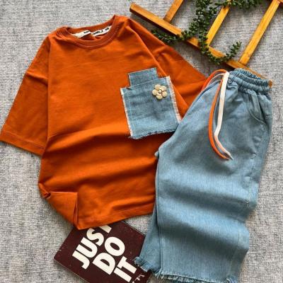 تیشرت شلوارک جین دخترانه-154173