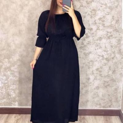 پیراهن روزمره زنانه نخی مدل پیراهن ساحلی زنانه مشکی محرمی فری سایز