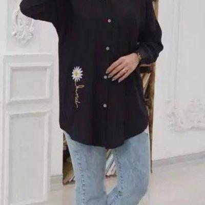 مانتو اسپرت زنانه نخی مدل شومیز مانتو بابوس جلو دکمه