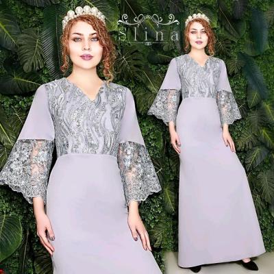 پیراهن شب زنانه مزون دوز کرپ مازراتی و خرجکار مدل درسا از سایز34تا60-155609