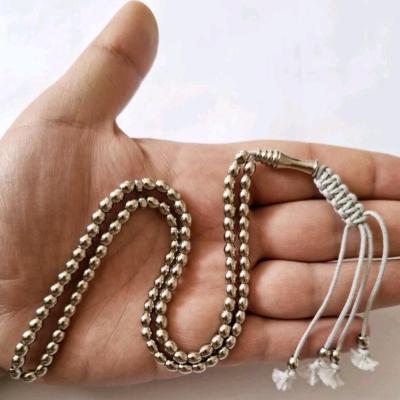 تسبیح نقره ای 101 تایی گندمی