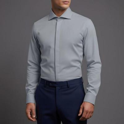 پیراهن مردانه ساده آستین بلند رنگ طوسی – استایل شیک و رسمی