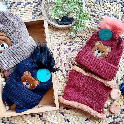 کلاه و گردنی بچه‌گانه خرسی نسکافه‌ای