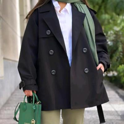 ترنچ کت زنانه جنس کتان کجراه