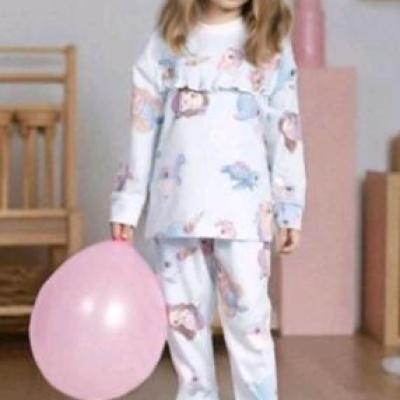 ست بلوز و شلوار راحتی دخترانه طرح پری دریایی و نهنگ مهربان