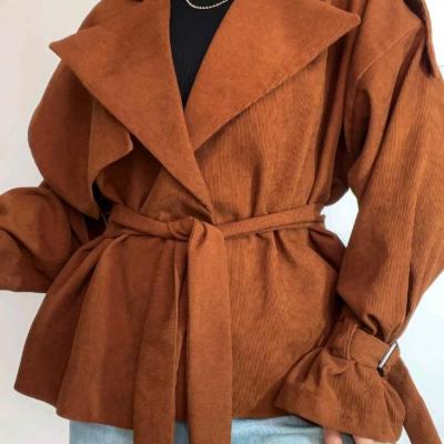 ترنچ کت زنانه جنس مخمل کبریتی