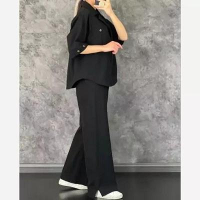 مانتو شلوار زنانه کتان مدل شلوار دمپا چاکدار