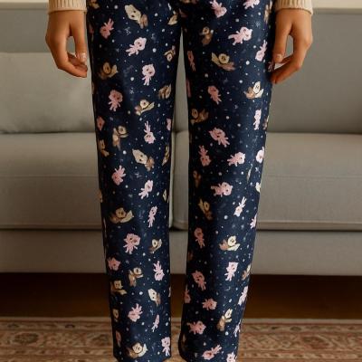 شلوار پیژامه مخمل وارداتی دخترانه زنانه سفارش دبی