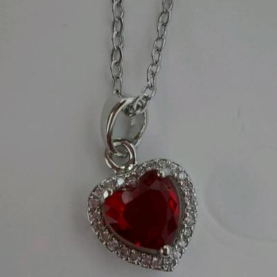 گردنبند قلب قرمز دوستی استیل