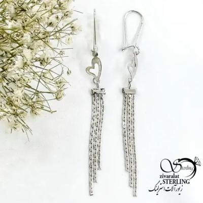 گوشواره نقره آویز ریش دار طرح ماری کد 20402