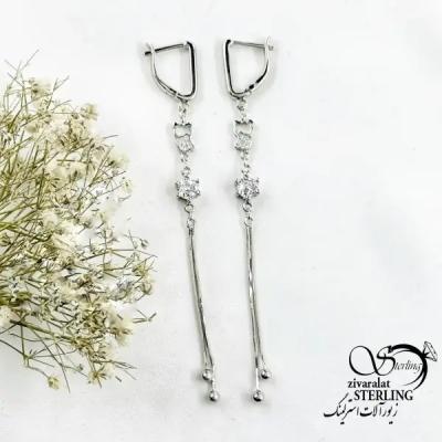 گوشواره آویز مجلسی طرح طلا با نقره 925عیار کد 20406