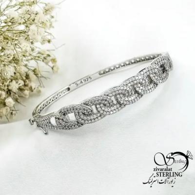 دستبند النگویی کارتیر جواهری فول نگین کد 20409