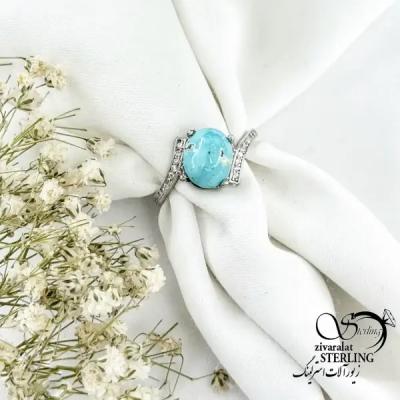انگشتر زنانه سنگ فیروزه نقره ایتالیا کد 20419