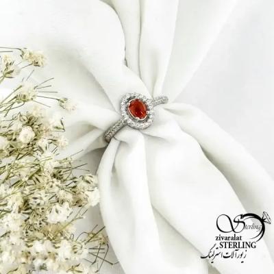 انگشتر ظریف 925 عیار سنگ عقیق کد 20439