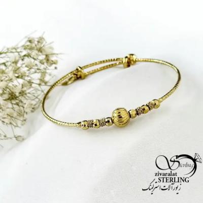 دستبند النگویی گوی دار طرح طلا کد 20395