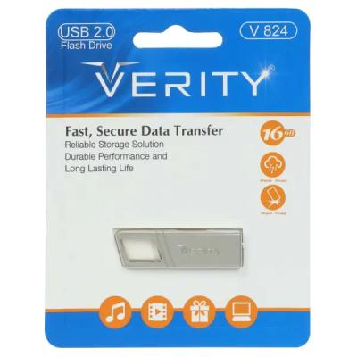 Verity V824 USB2.0 Flash Memory - 16GB (گارانتی آسان سرویس) نقره ای