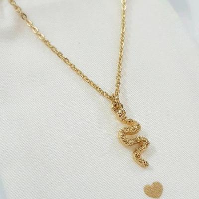 گردنبند آبکاری طلا آویز مار ، بهمراه کیف مخصوص اکسسوری