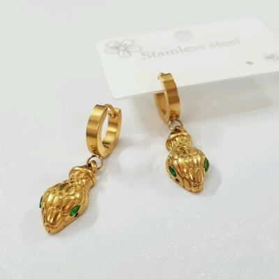 گوشواره استیل طلایی آویز مار ، کار فوق‌العاده زیبا و درخشان