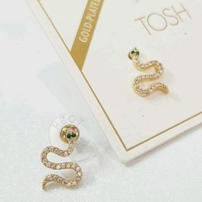 گوشواره آبکاری طلا طرح مار ، برند TOSH آلمان