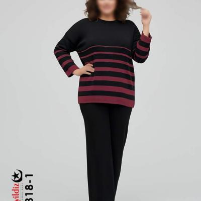 ست بلوز شلوار بافت سایزبزرگ7318