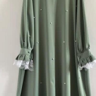 رویه زنانه کرپ مدل مانتو عبایی مرواریدی استین گیپور