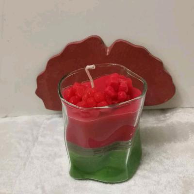 شمع یلدایی شاتی هندوانه و انار در لیوان دفرمه