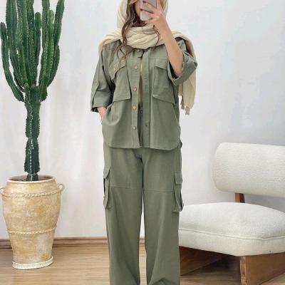 مانتو شلوار زنانه لنین مدل ست کارگو