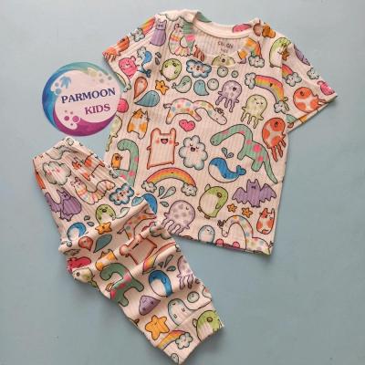 ست راحتی بچگانه کبریتی نخ پنبه نه ماه تا هشت سال طرح حیوانات کارتونی