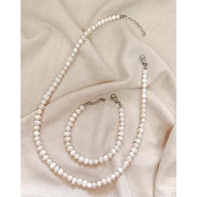 ست گردنبند و دستبند مروارید پرورشی مردانه اصلی