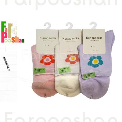 جوراب دخترانه مدل فلاور کد 4-05056 بسته 3 عددی