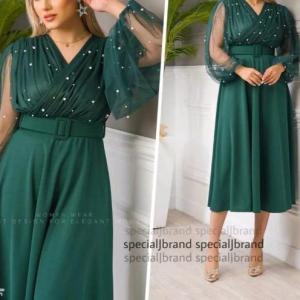 پیراهن مهمانی زنانه کرپ کش مدل تونیک مجلسی لیبرا