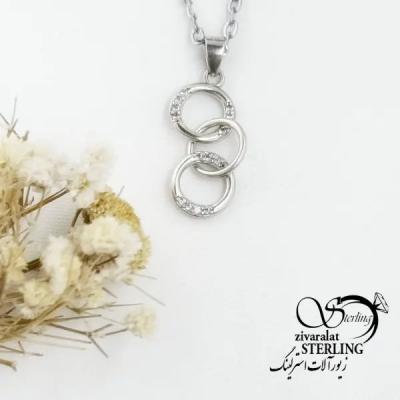 گردنبند نقره عیار925 حلقه سه تایی کد 18273