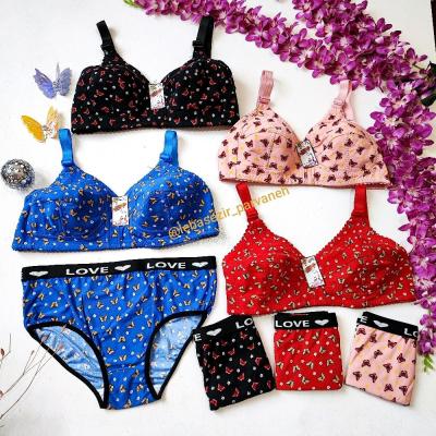 ست سوتین کتان و شورت طرح پروانه