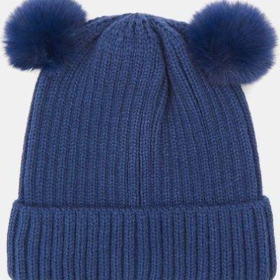 کلاه بچگانه بافتنی پم پم دار سورمه ای برن سین سی وارداتی