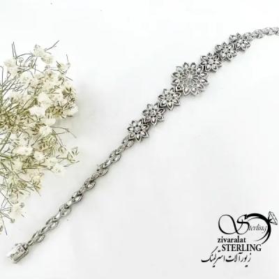 دستبند زیتونی تراش با نقره 925 عیار ایتالیا کد 19858