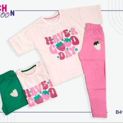 تیشرت شلوار دخترانه طرح توت فرنگی