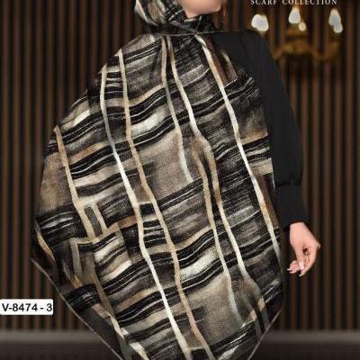 روسری ترکیبی کرم مشکی سیمارو-157201