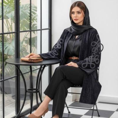 مانتو مجلسی مخمل مدل آستین کارشده ( سایز بزرگ دارد)