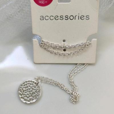 گردنبند نقره ای توری حصیری اروپایی