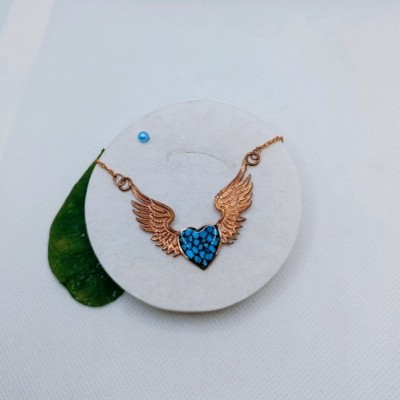 گردنبندمس فیروزه کوبی قلب و بال فرشته