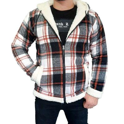 کت مردانه چهارخانه پشم داخل خز کلاه دار mk02