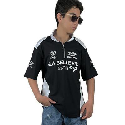 تیشرت آستین کوتاه یقه نیم زیپ رنگ مشکی