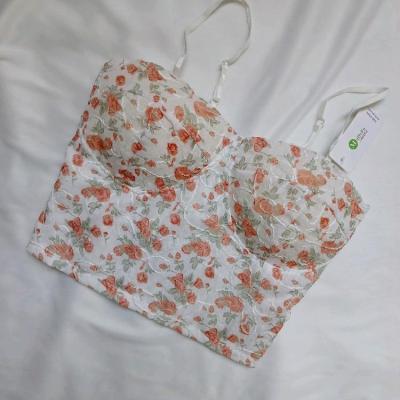 نیم تنه کراپ گل‌دار نخی فانتزی
