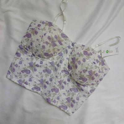 نیم تنه کراپ گل‌دار نخی فانتزی