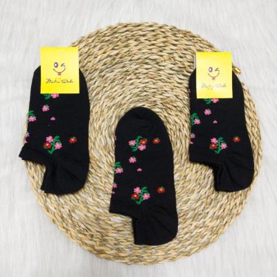 یک جین(12 جفت)جوراب مچی زنانه طرح گل ریز(مشکی تک)