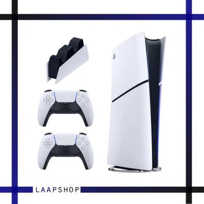 کنسول بازی سونی مدل PlayStation 5 Slim Digital Edition ظرفیت 1 ترابایت ریجن 2016B اروپا به همراه دسته اضافی و پایه شارژر
