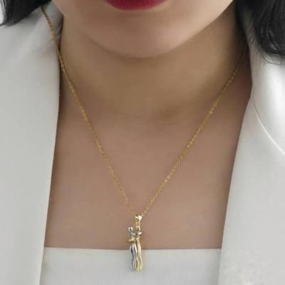 گردنبند استیل آغوش دو رنگ
