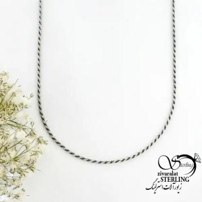 زنجیر نقره سیاه قلم مدل پیچی عیار925 ایتالیا کد 19914