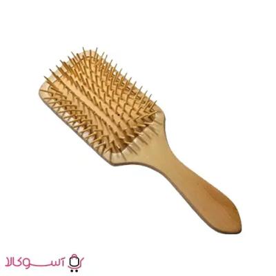 برس مو چوبی مستطیلی کف کرمی سایز بزرگ