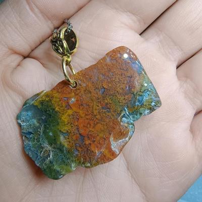 گردنبند عقیق پاییزه با زنجیر استیل b550